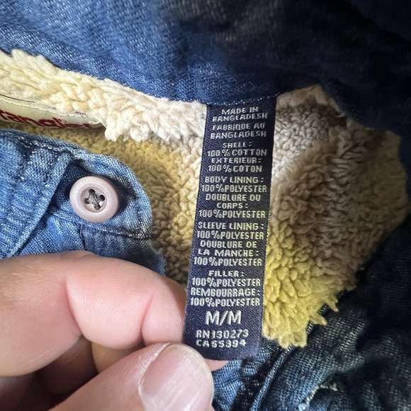 Wrangler Authentics Sherpa Lined Denim Shirt Jacket Men's Medium Blue Jean - Picture 4 of 14